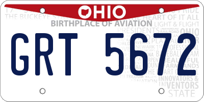 OH license plate GRT5672