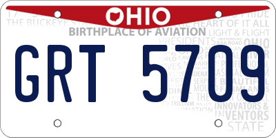 OH license plate GRT5709