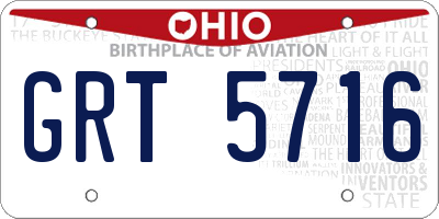 OH license plate GRT5716