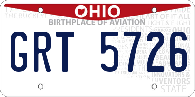OH license plate GRT5726