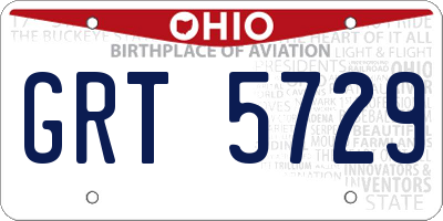 OH license plate GRT5729