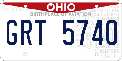 OH license plate GRT5740