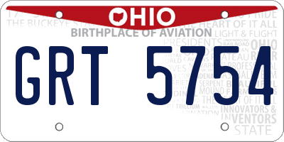 OH license plate GRT5754