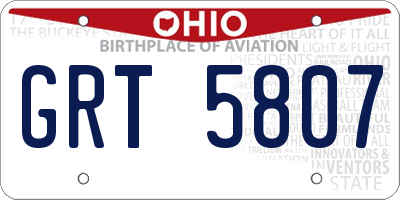 OH license plate GRT5807