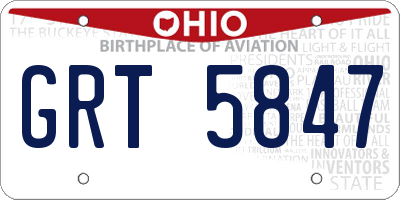 OH license plate GRT5847