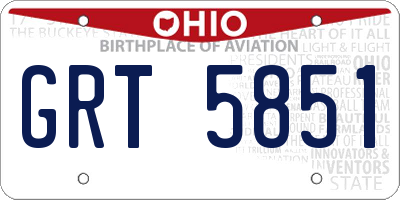 OH license plate GRT5851