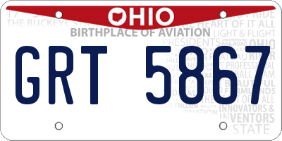 OH license plate GRT5867