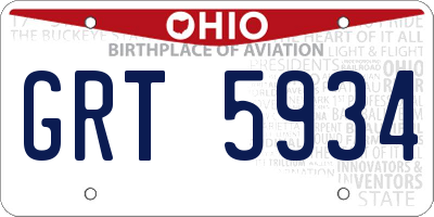 OH license plate GRT5934