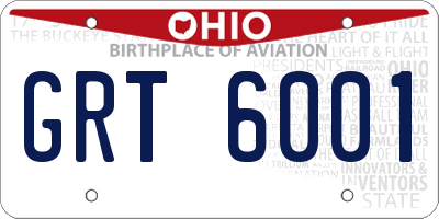 OH license plate GRT6001