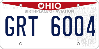 OH license plate GRT6004