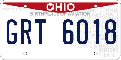 OH license plate GRT6018