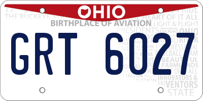 OH license plate GRT6027
