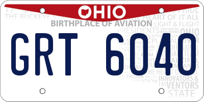 OH license plate GRT6040
