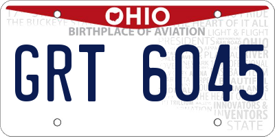 OH license plate GRT6045