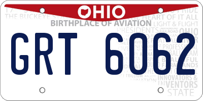 OH license plate GRT6062