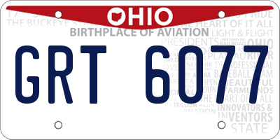 OH license plate GRT6077