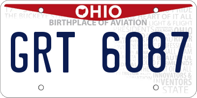 OH license plate GRT6087