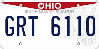OH license plate GRT6110