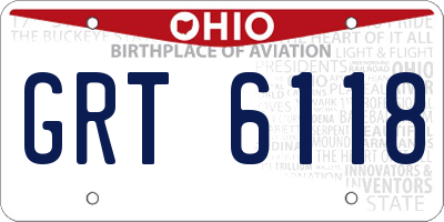 OH license plate GRT6118