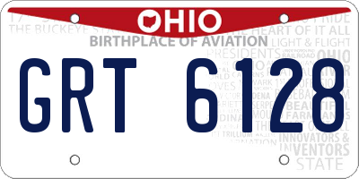 OH license plate GRT6128