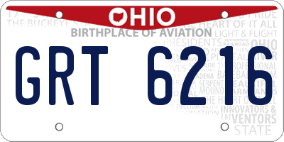 OH license plate GRT6216