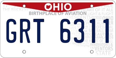 OH license plate GRT6311