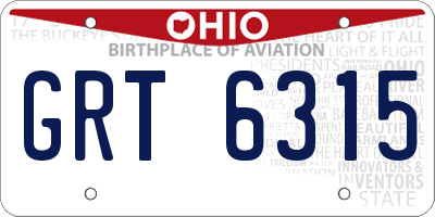 OH license plate GRT6315