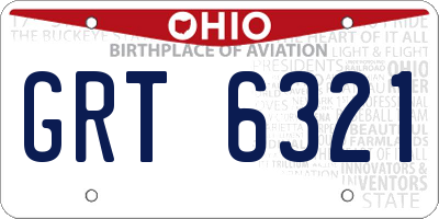 OH license plate GRT6321