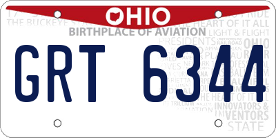 OH license plate GRT6344