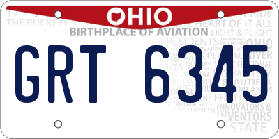 OH license plate GRT6345