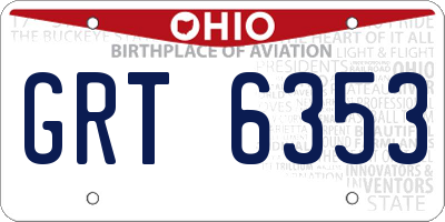 OH license plate GRT6353