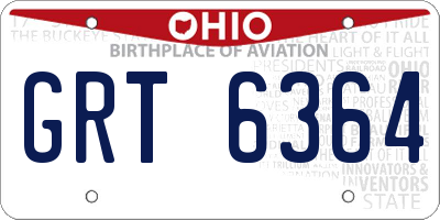 OH license plate GRT6364