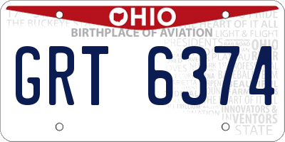 OH license plate GRT6374