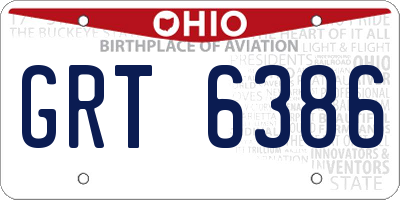 OH license plate GRT6386