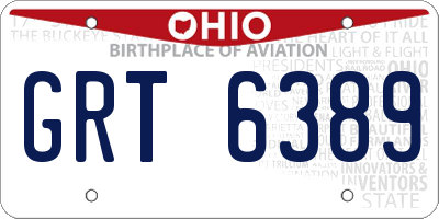 OH license plate GRT6389