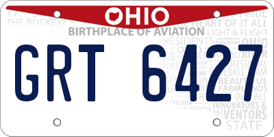 OH license plate GRT6427