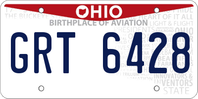 OH license plate GRT6428