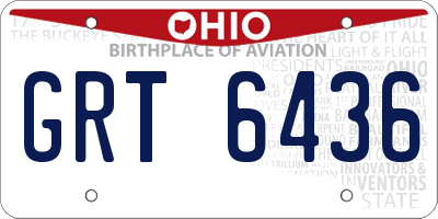 OH license plate GRT6436