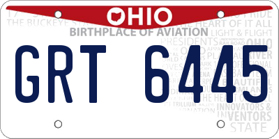OH license plate GRT6445