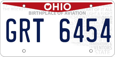OH license plate GRT6454