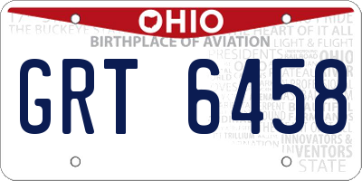 OH license plate GRT6458