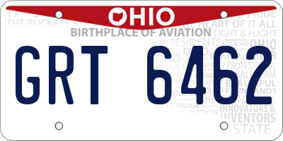 OH license plate GRT6462