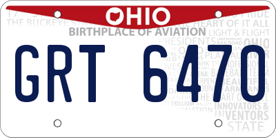 OH license plate GRT6470