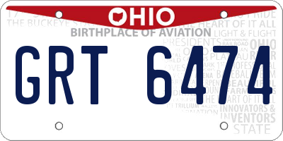 OH license plate GRT6474