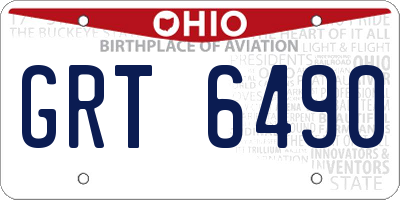 OH license plate GRT6490