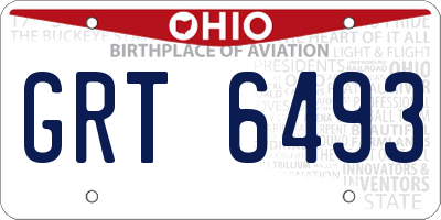 OH license plate GRT6493