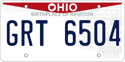 OH license plate GRT6504