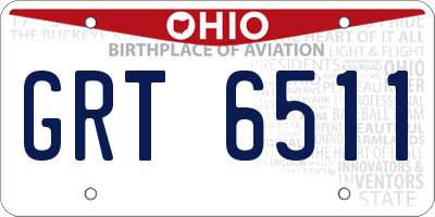 OH license plate GRT6511