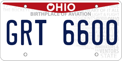 OH license plate GRT6600