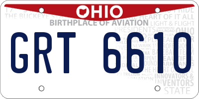 OH license plate GRT6610